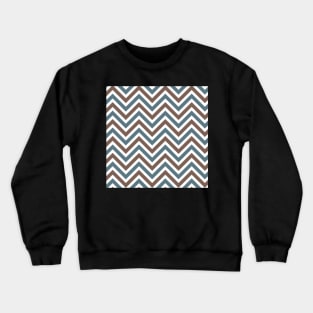 Blue and Brown Chevron Multi-color Pattern Crewneck Sweatshirt